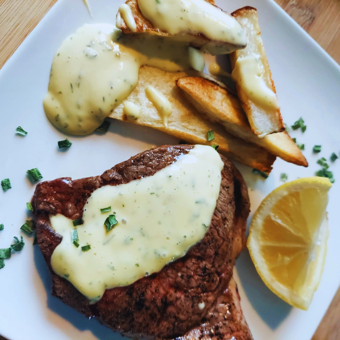  Bistro Steak with Herb Aioli and Oven Steak Fries 